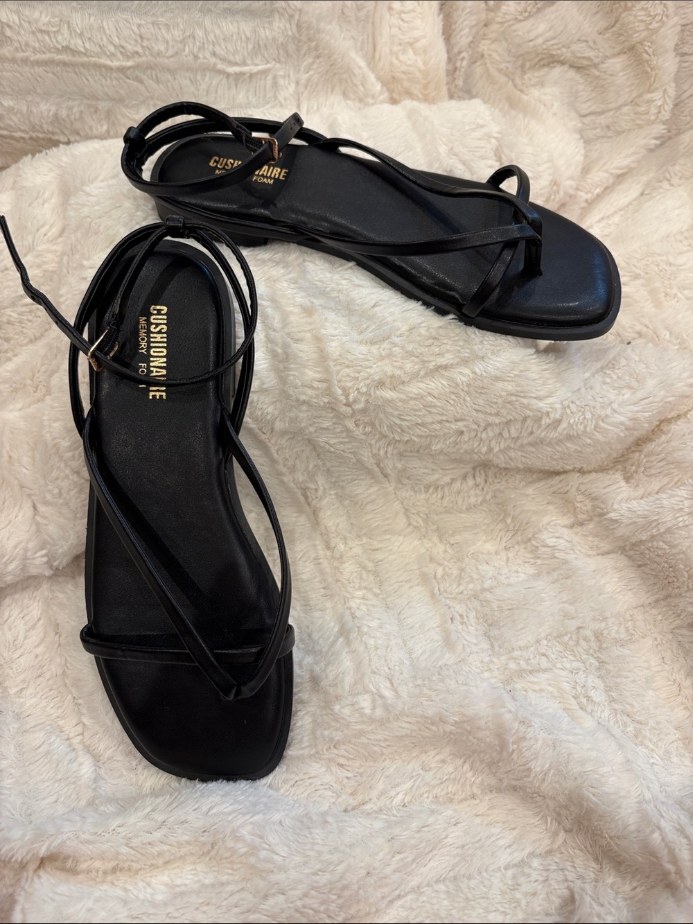 Black Strappy Flat Sandals